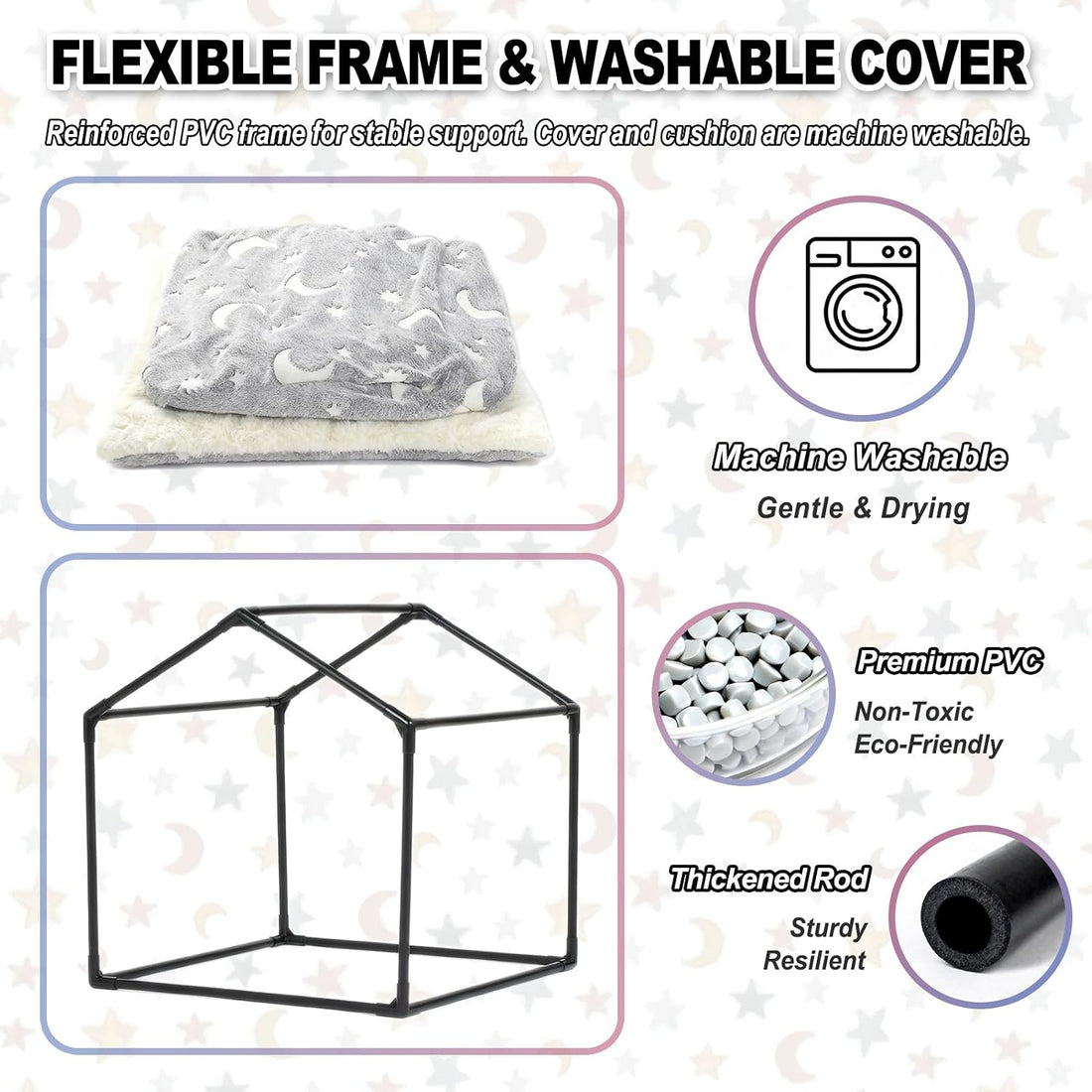 Indoor Dog House, Soft Warm Glow Dog Cave for Cat & Small Dogs