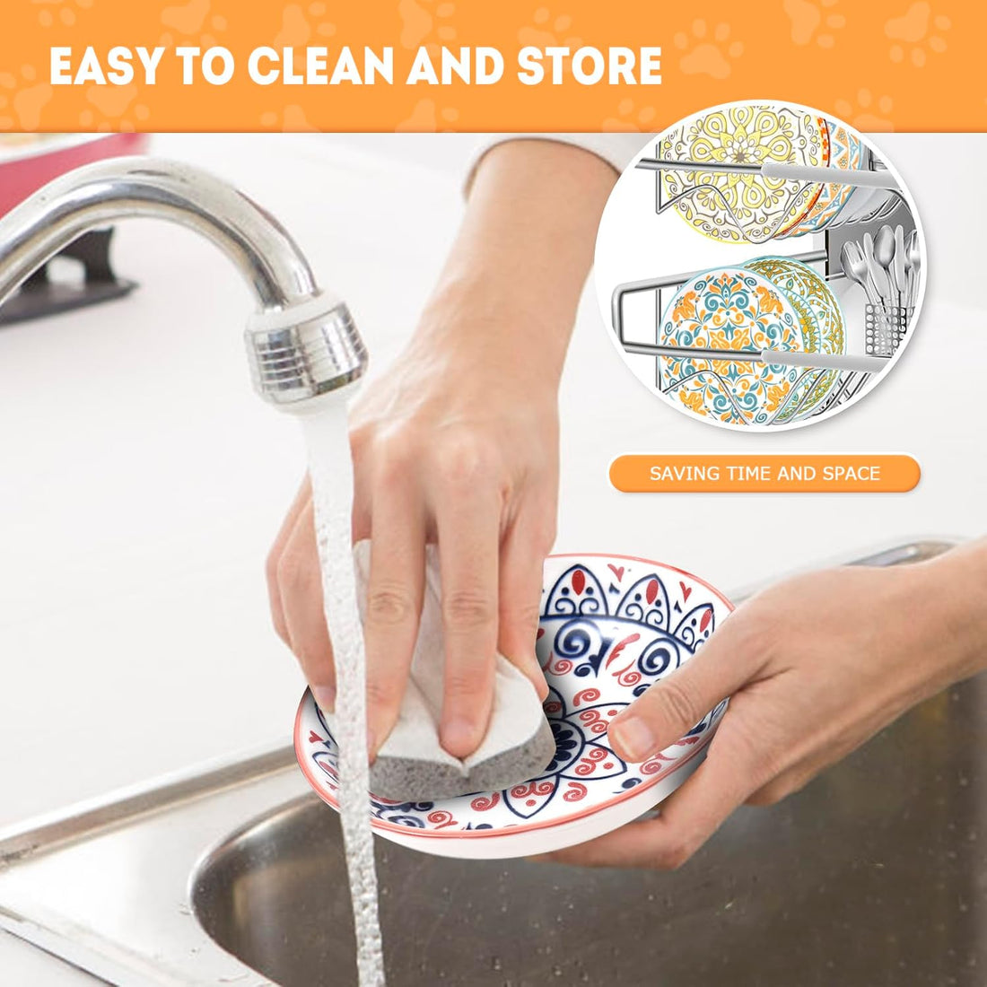 YEAHGO Cat Food Bowls for Indoor Cats Ceramic Cat Bowls Whisker