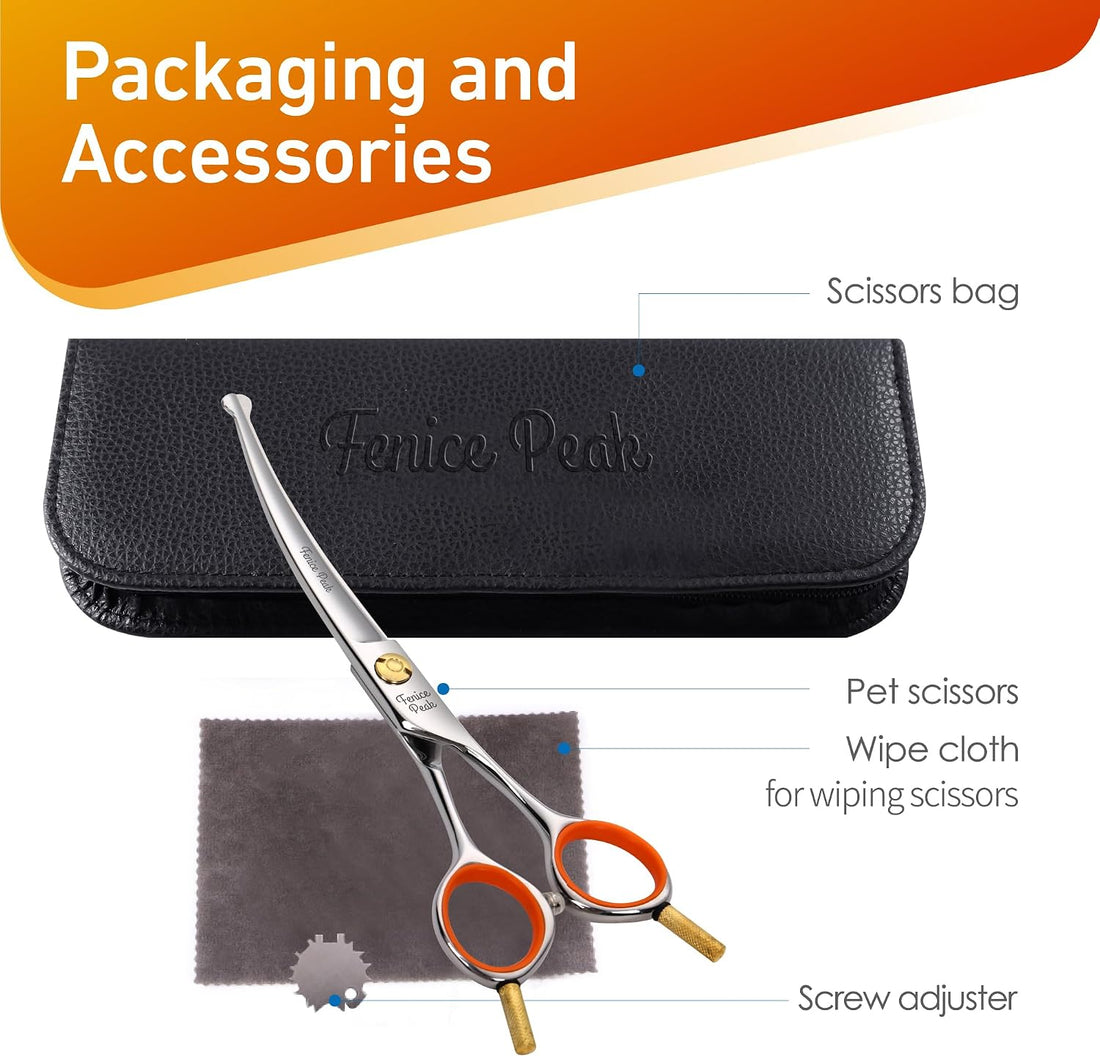 Fenice Peak 5'' Small Curved Scissors Lightweight Dog Cat Grooming
