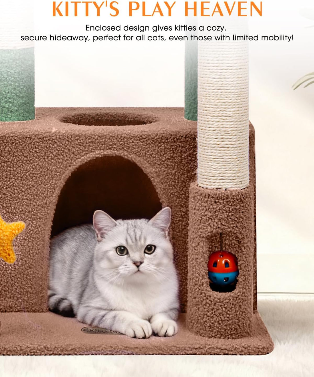 Small Cat Tree for Kittens, 30" Compact Cat Tower with Wide Base