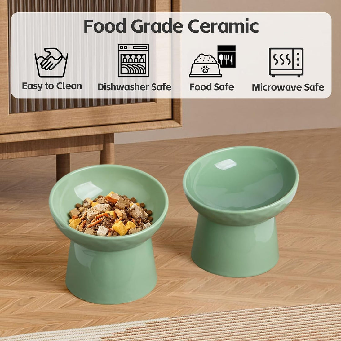 YauYik Raised Cat Bowl, Elevated Cat Food Bowls with Tilted Angle