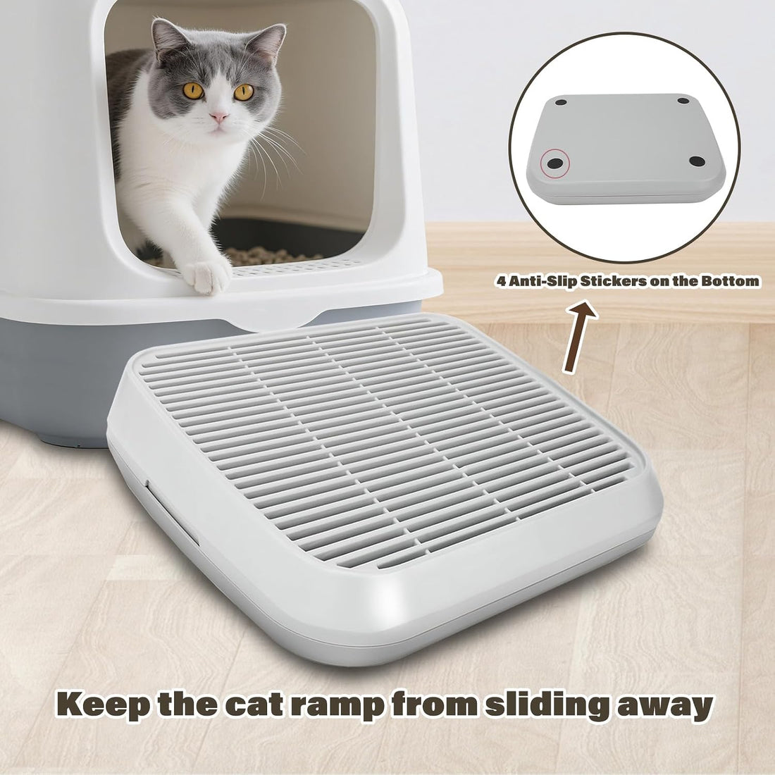 Cat Ramp for Litter Box, Anti-Tracking Cat Litter Trapper