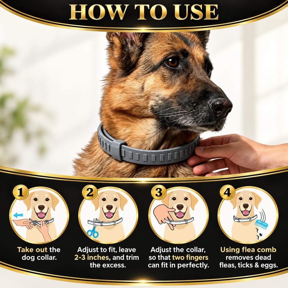 Flea Collar for Dogs, Flea and Tick Collar for Large Dogs-4 Pcs