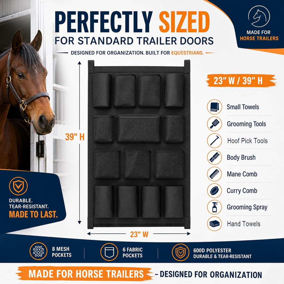 Abbylike Horse Trailer Organizer & Grooming Bag, Door Caddy