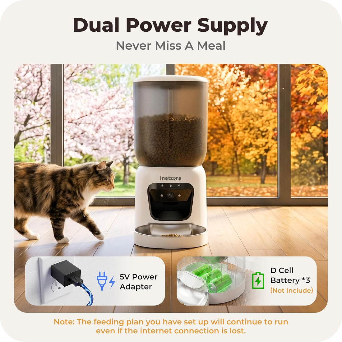 Automatic Cat Feeder with 2K Camera: 5G WiFi Auto Dog Feeder - 6L