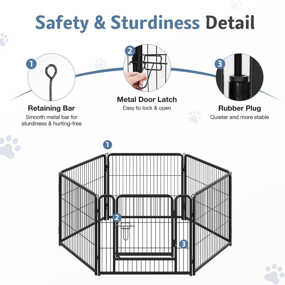 DUMOS Dog Playpen 24 Inch 6 Panels Indoor Outdoor Metal Pet Fence
