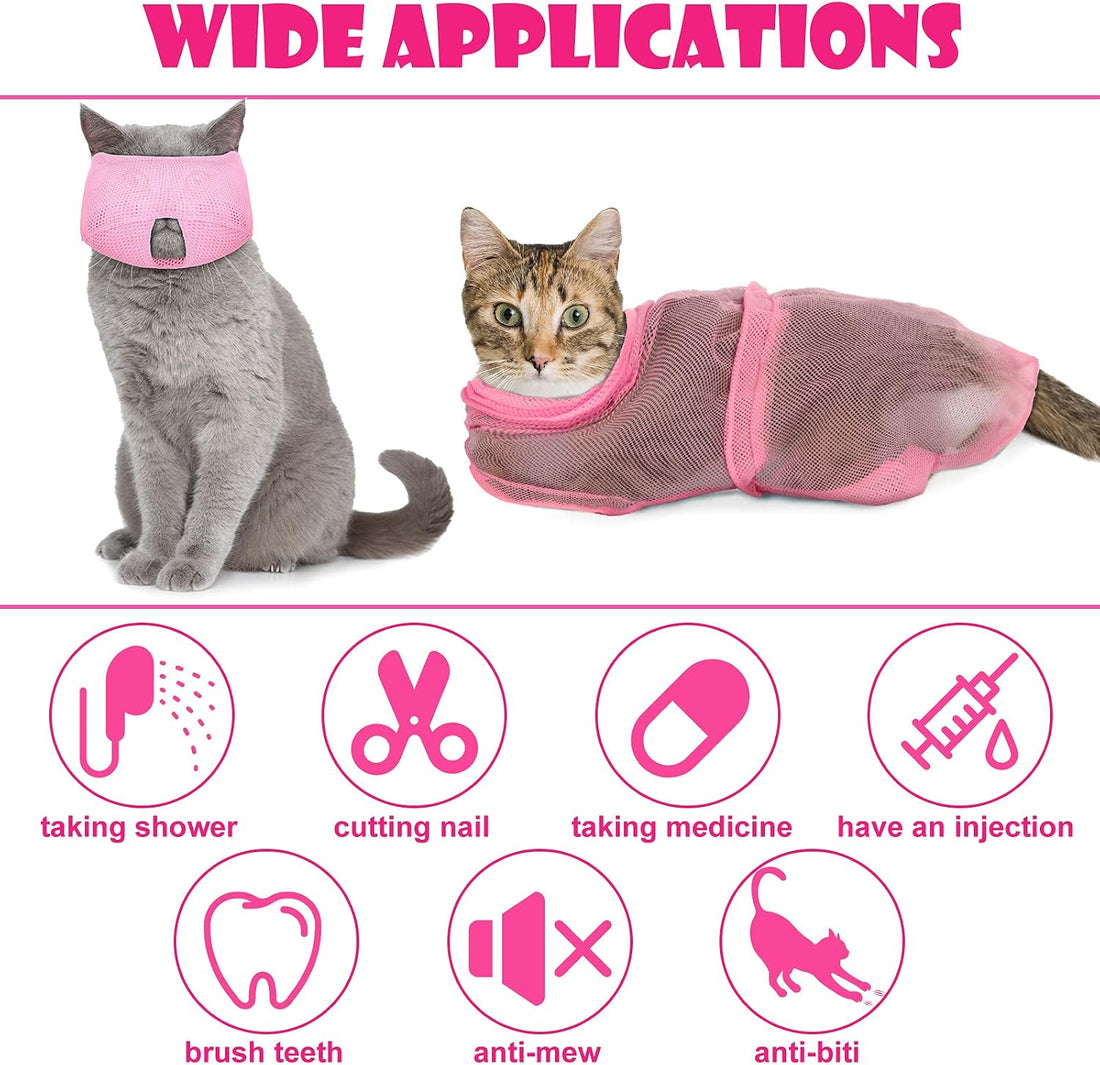 Patelai 5 Pcs Cat Bathing Bag Set Cat Grooming Bag