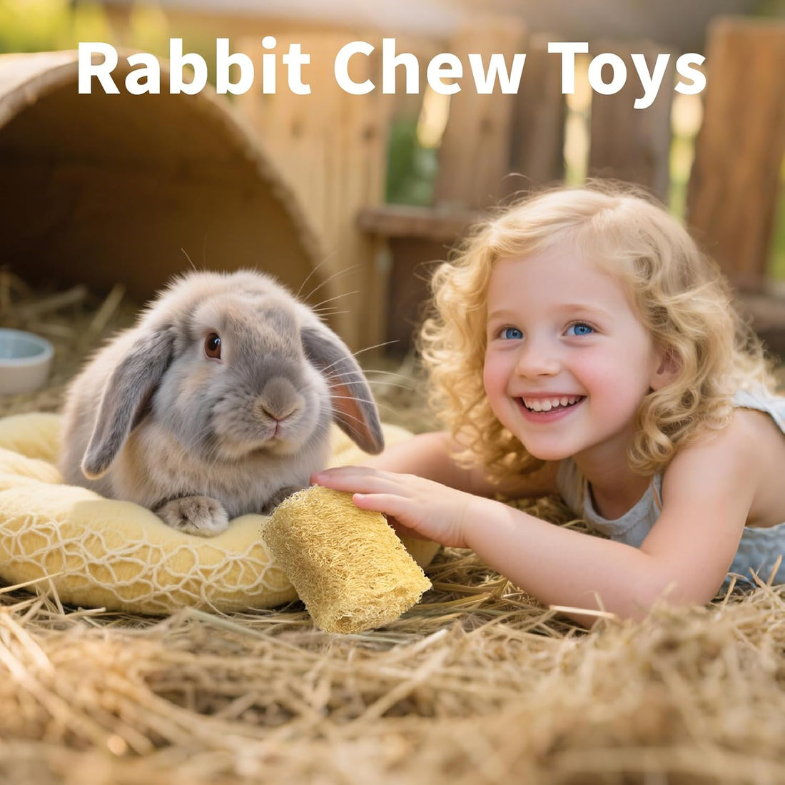 BESNEW 3 PCS Rabbit Chew Toys,100% Natural Loofah Without