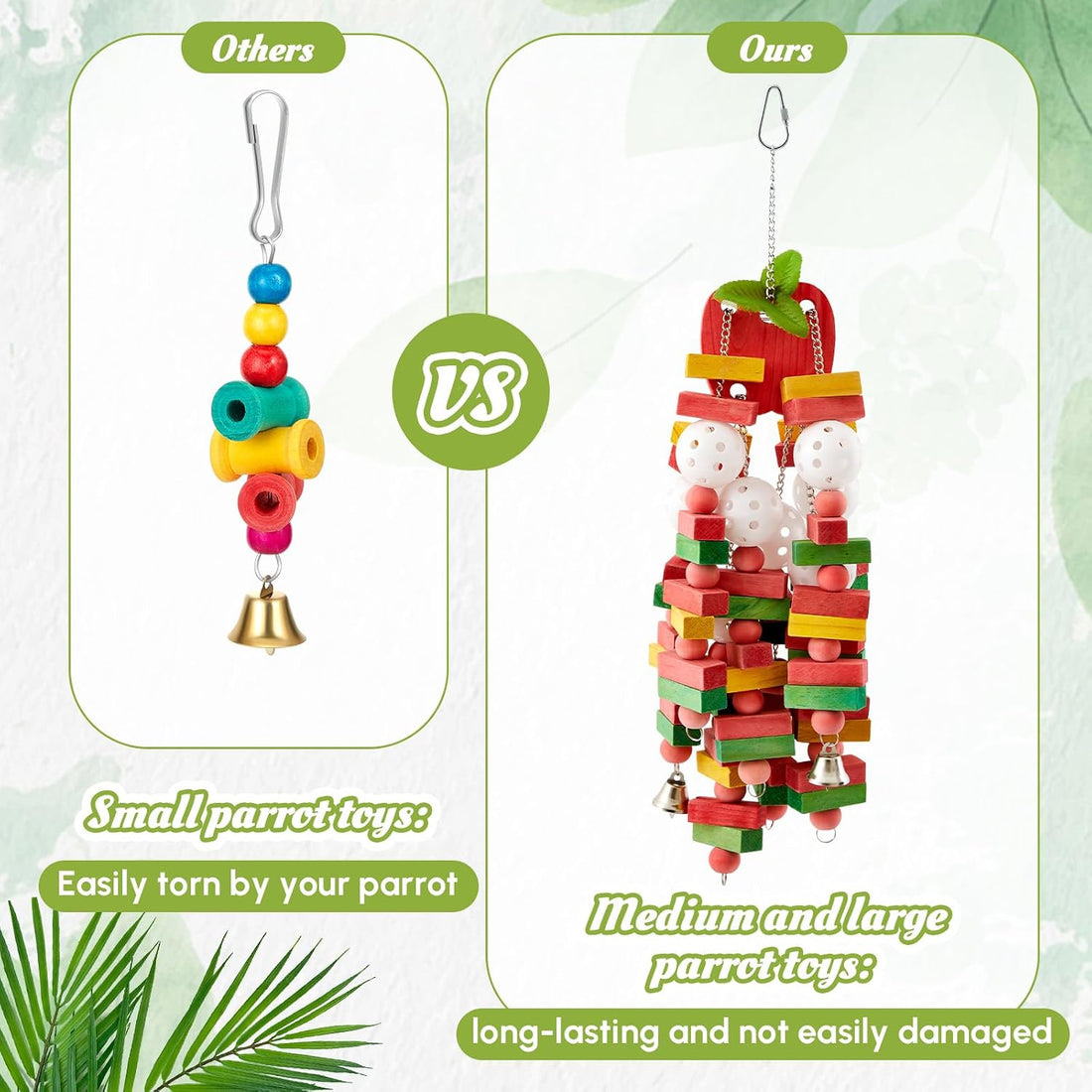 Seenelling 4 Pcs Extra Large Bird Parrot Toy Multicolored Natural