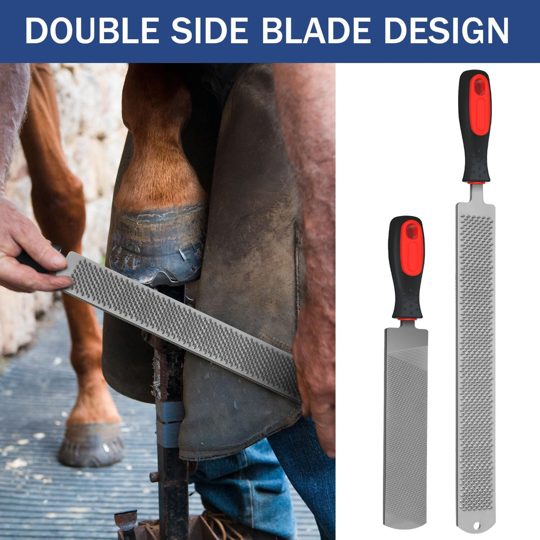Gisafai 2 Pcs 18 and 12 Inch Rasps for Shoeing Horses with Handle