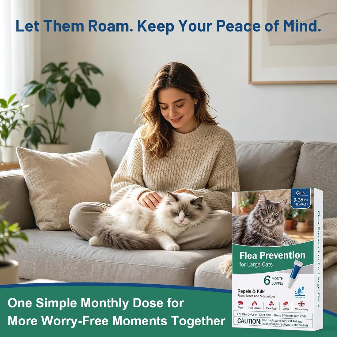 Cat Flea Treatment - Topical Flea Treatment for Cats 9-18 lbs