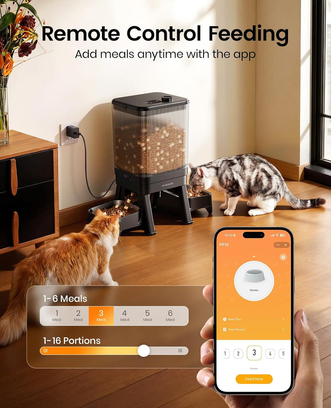oneisall 5G WiFi Automatic Cat Feeder for 2 Cats, App Control
