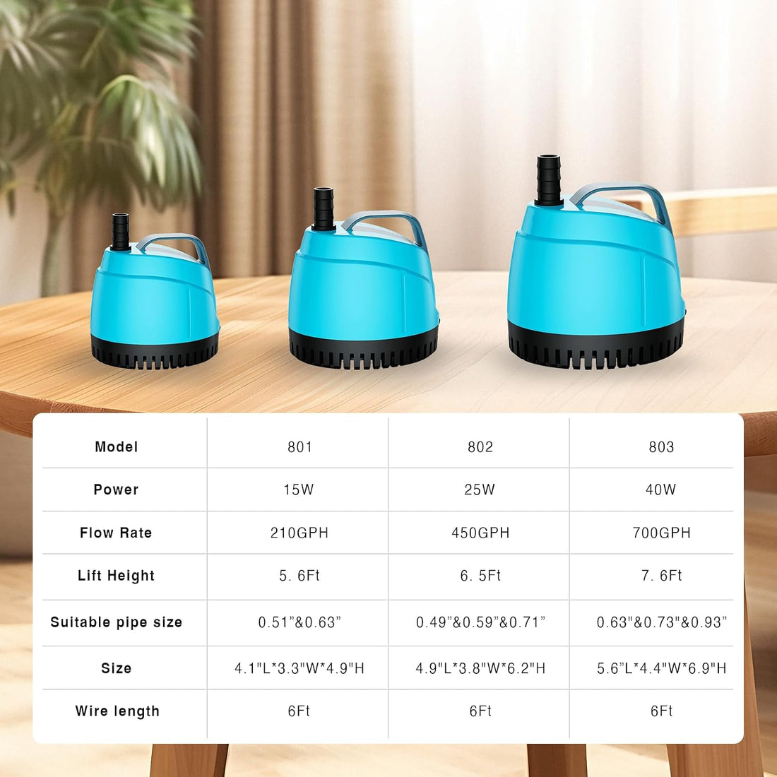 210GPH Submersible Water Pump Ultra Quiet,Bottom Suction Aquarium