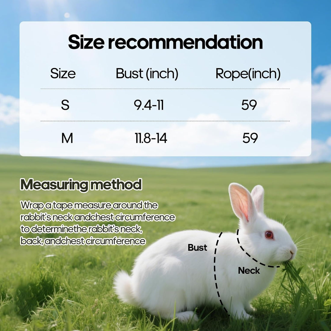 Adjustable Bunny Harness and Leash Set, Rabbit Vest Supplies(Orange S)