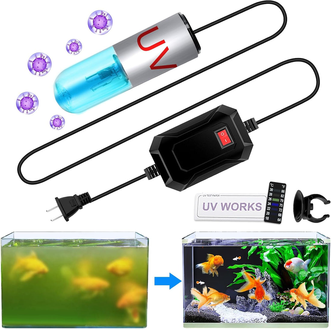 Aquarium Clean Light，3 W mini &13W Submersible Light with UV Test