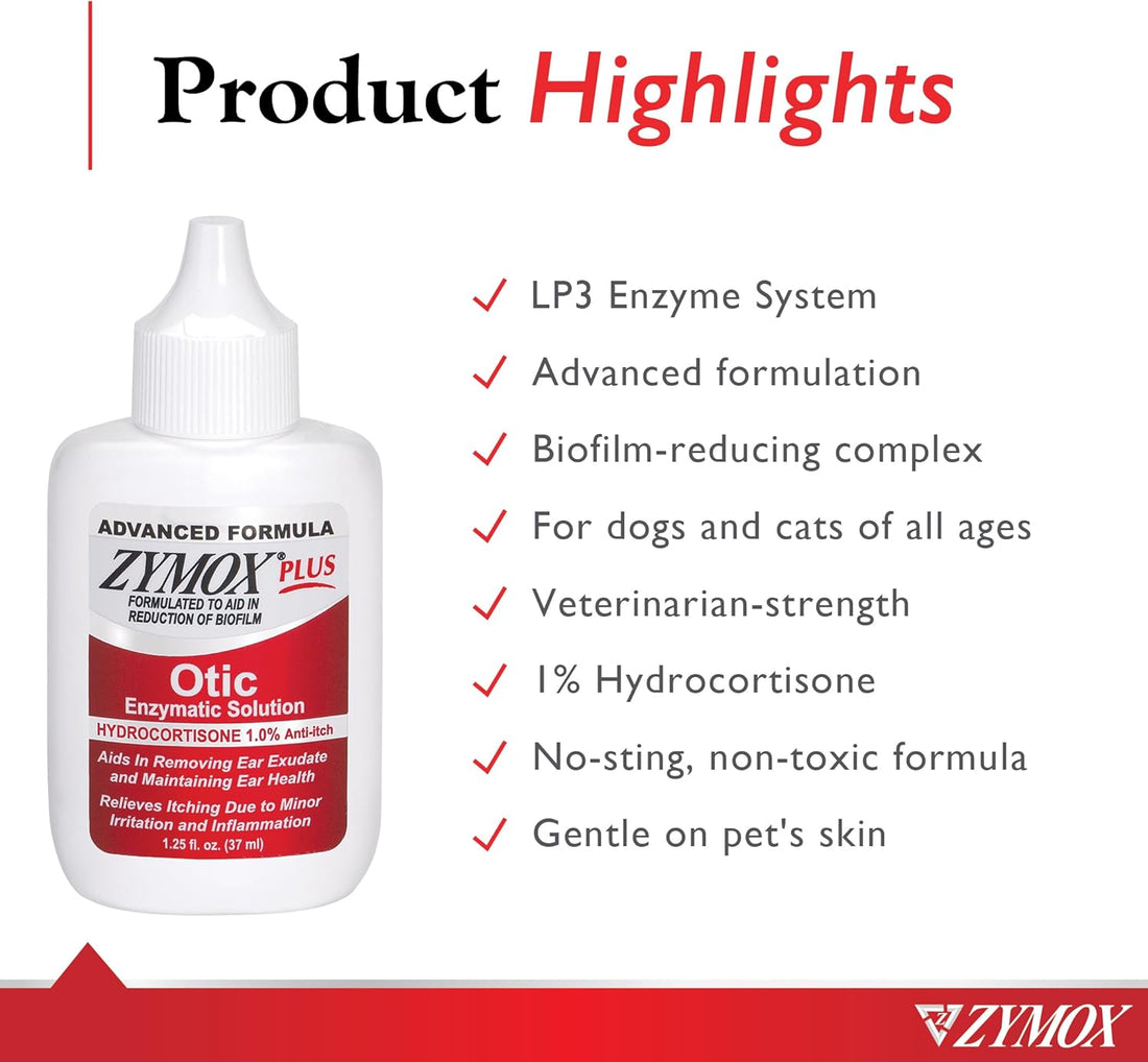 Zymox Advanced Formula Otic Plus Enzymatic Ear Solution for Dogs