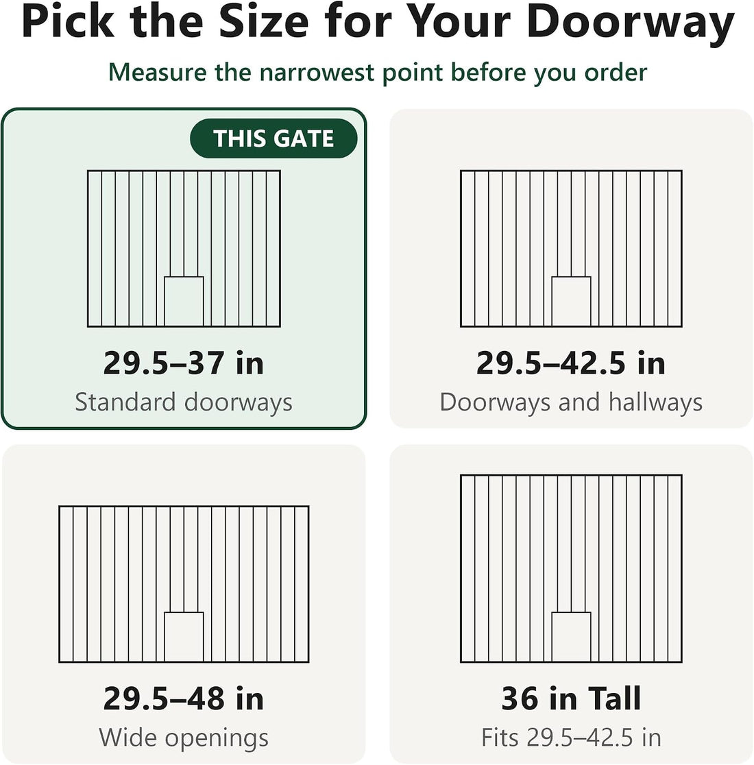 Dog Gate with Adjustable Cat Door, 29.5-37 in Wide