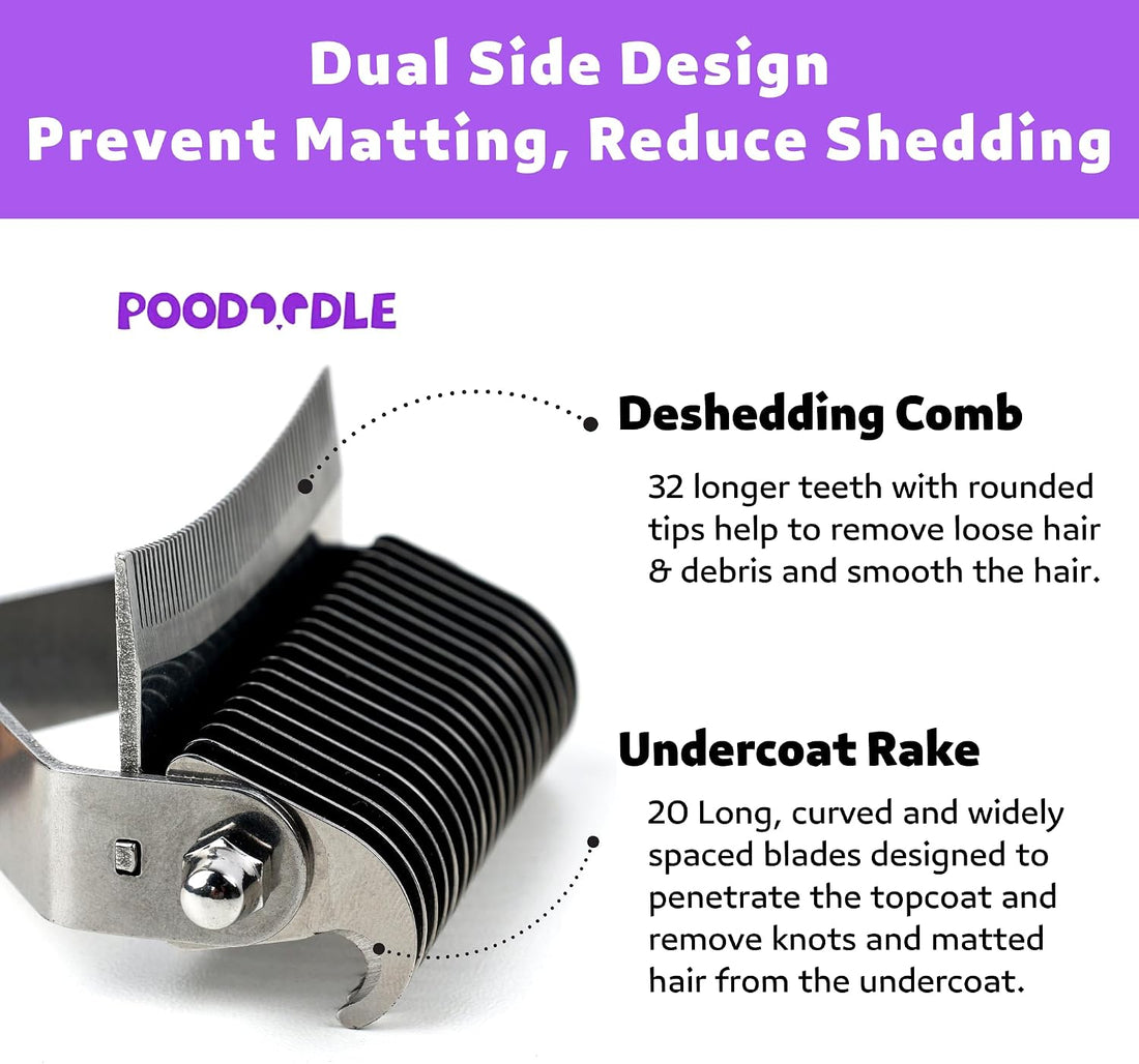 Poodoodle 2 in 1 Undercoat Rake for Dogs and Cats