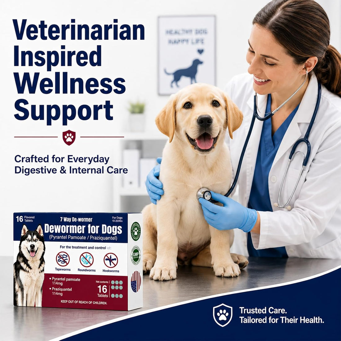7-Way Dewormer for Dogs, Wormer for Tapeworms