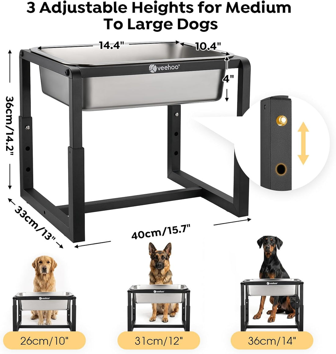 Veehoo 2.4 Gallon Elevated Dog Water Bowl