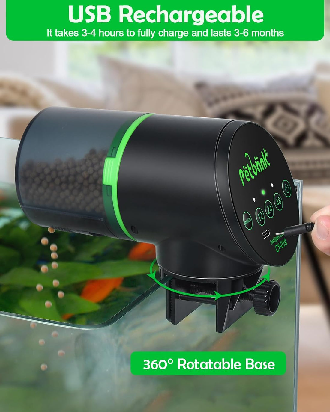 Automatic Fish Feeder for Aquarium Easy Setup & 12/24/48H Interval