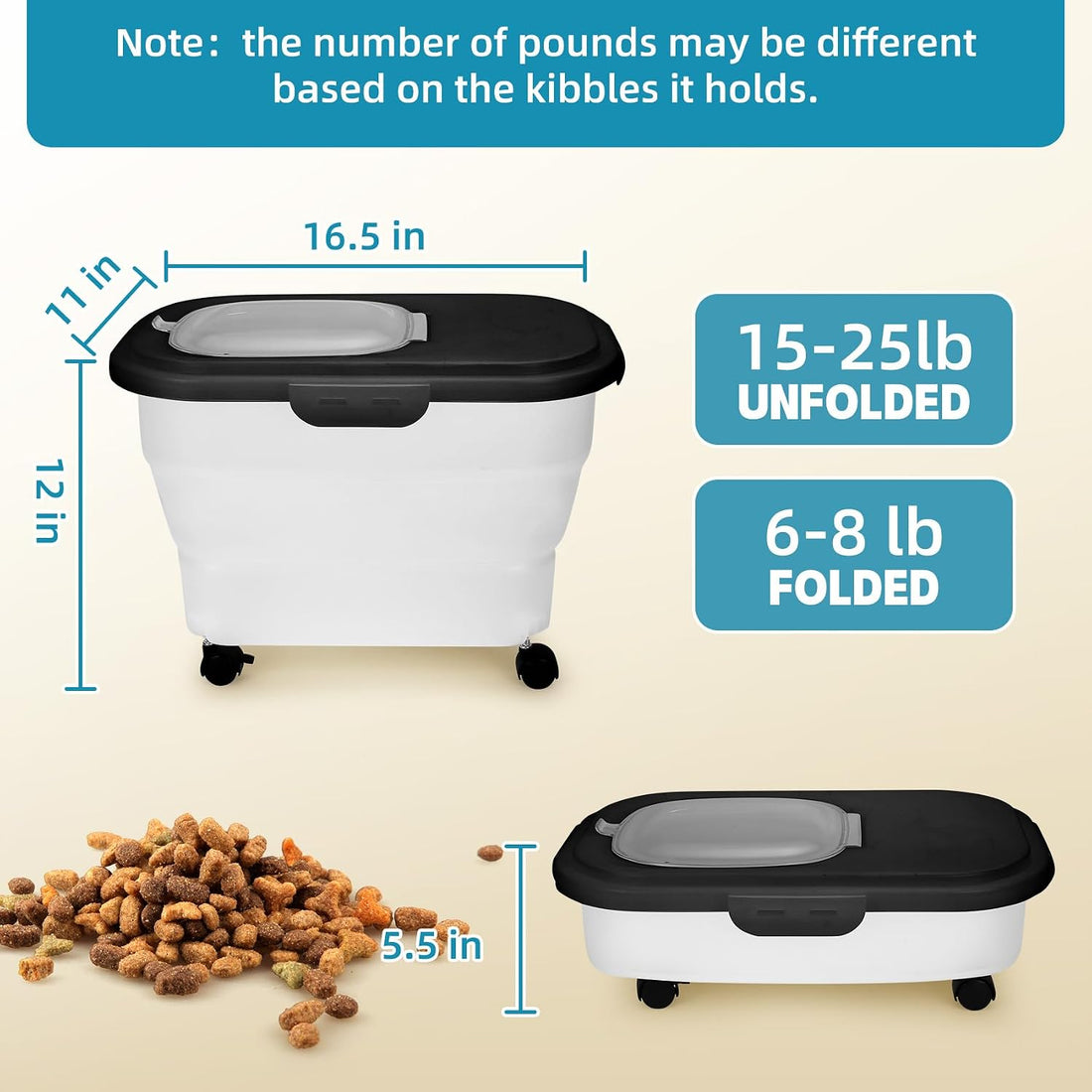 YECERCAN Dog Food Container, Collapsible Pet Food Storage Container
