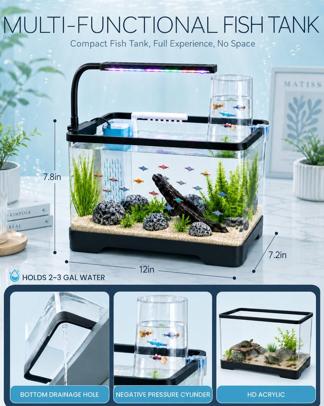 3 Gallon Betta Fish Tank Starter Kit