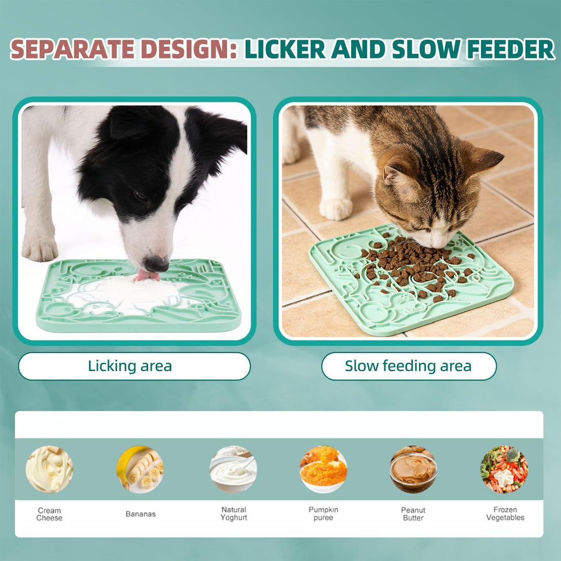 VI-FA Dog & Cat Lick Mat, Slow Feeder Pad with Suction Cups