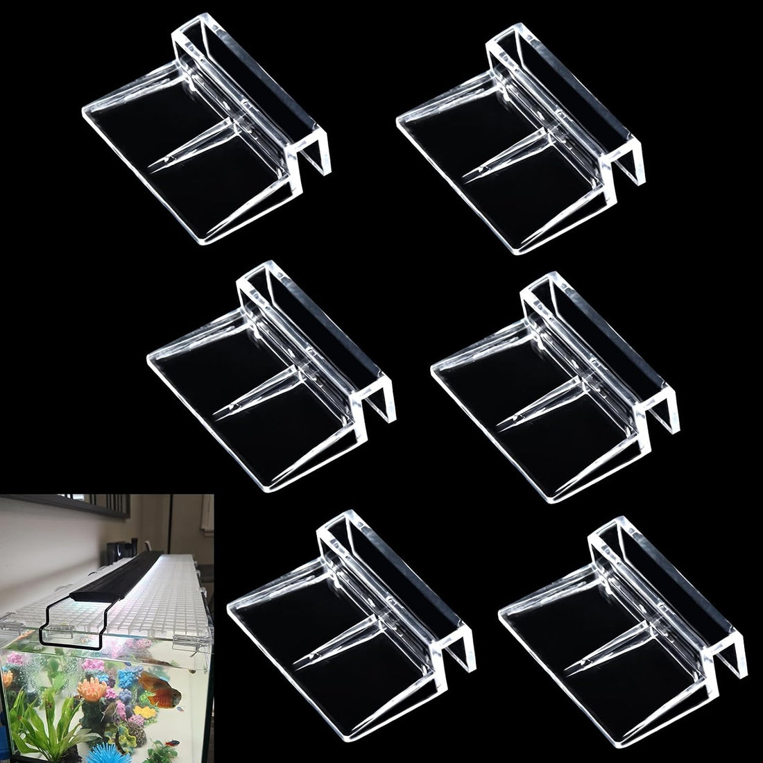 NestBasics 6pcs Transparent Aquarium Lid Clips,Rimless Fish Tank