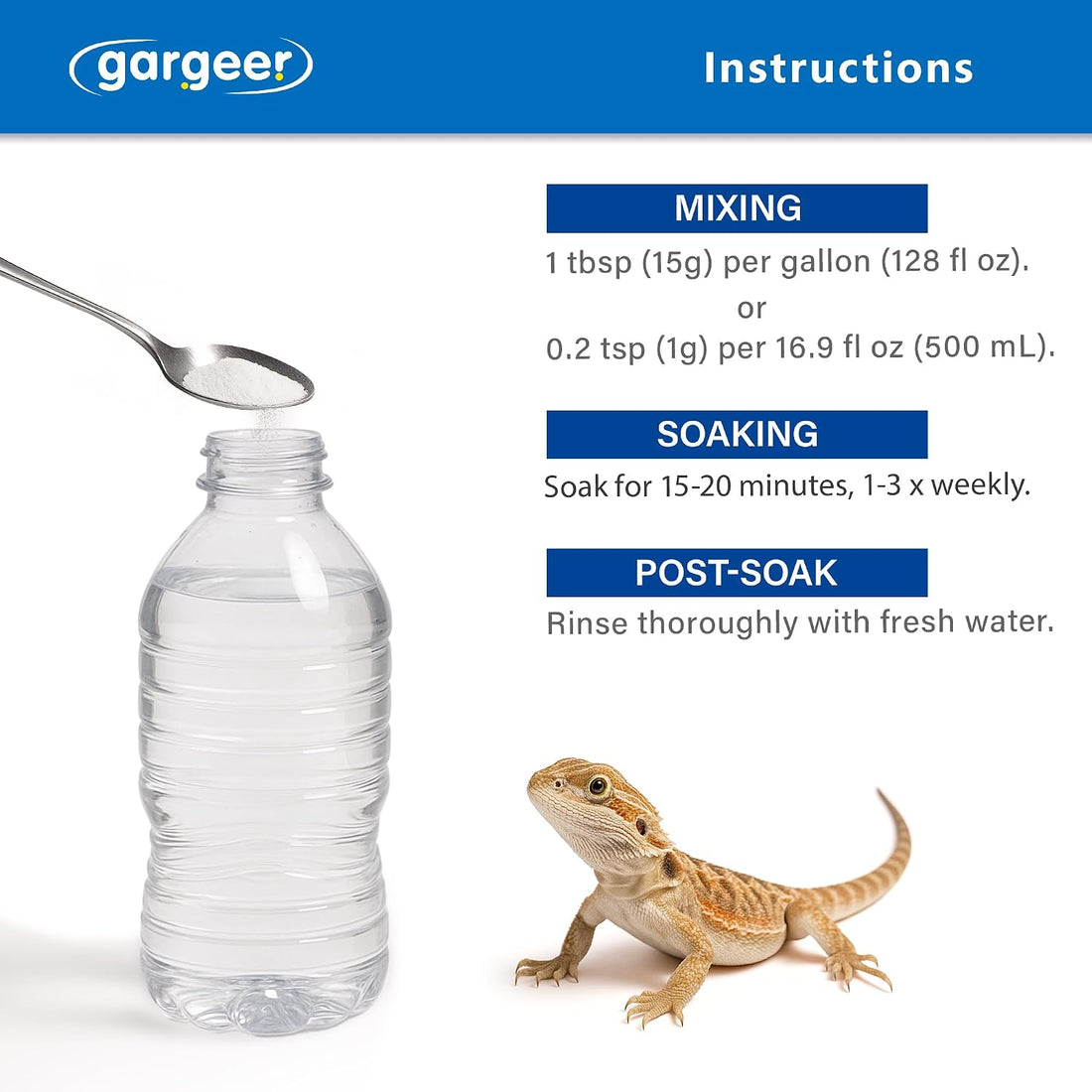 Gargeer Premium ReptiSoak Electrolytes SOAK for Reptiles
