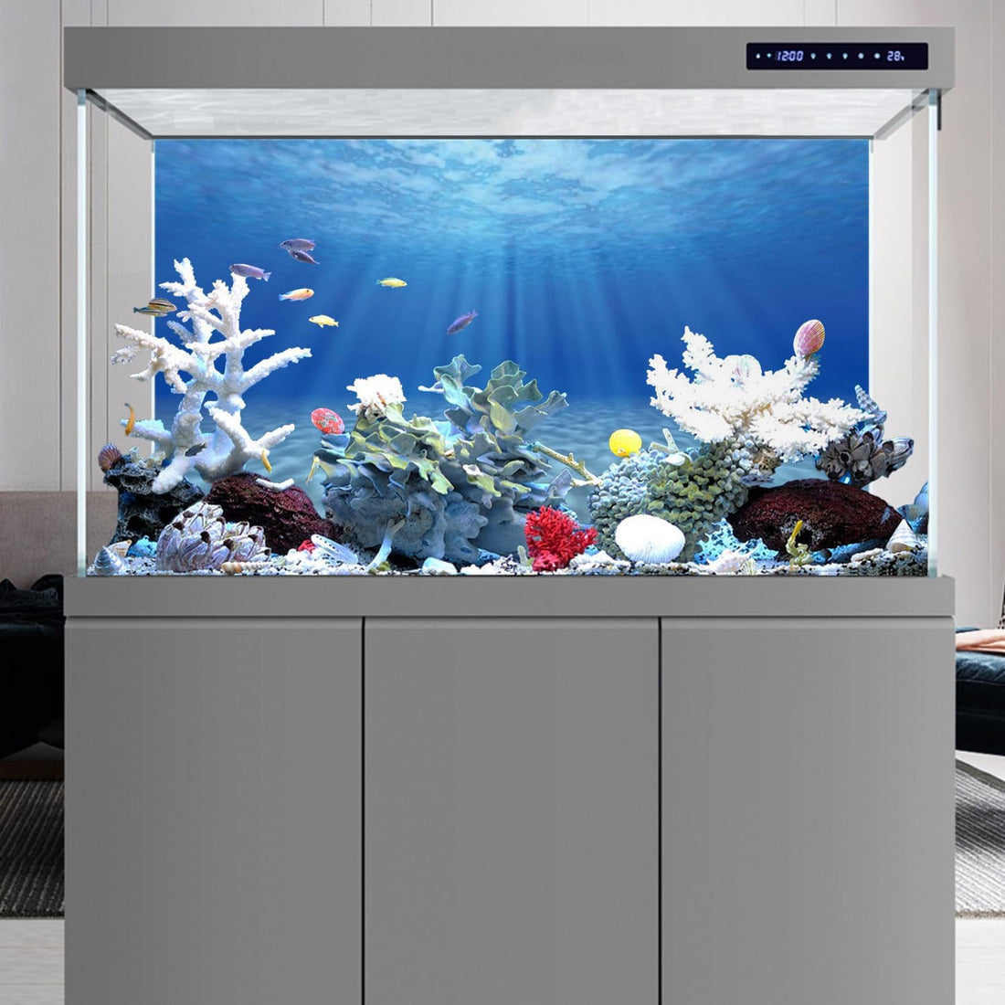 AWERT Undersea Aquarium Backdrop Sunshine Fish Tank Background 24x12