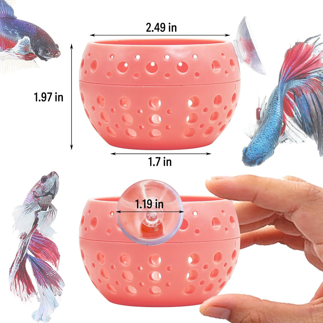 Fhiny Betta Tunnel, Aquarium Betta Fish Hideout with Suction Cup Fish