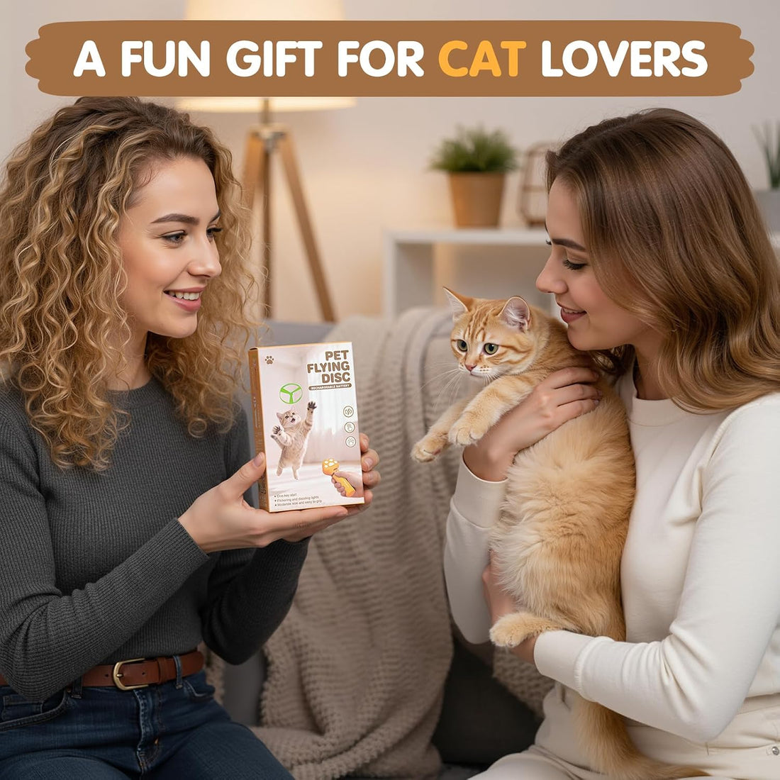 AGIFTMIND Cat Fetch Toy, Rechargeable Flying Disc Launcher with 6