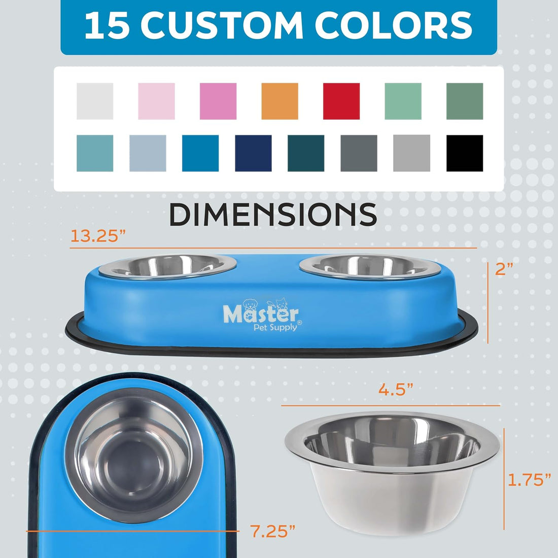 Master Pet Supply Double Dog Bowls Set with Elevated Base