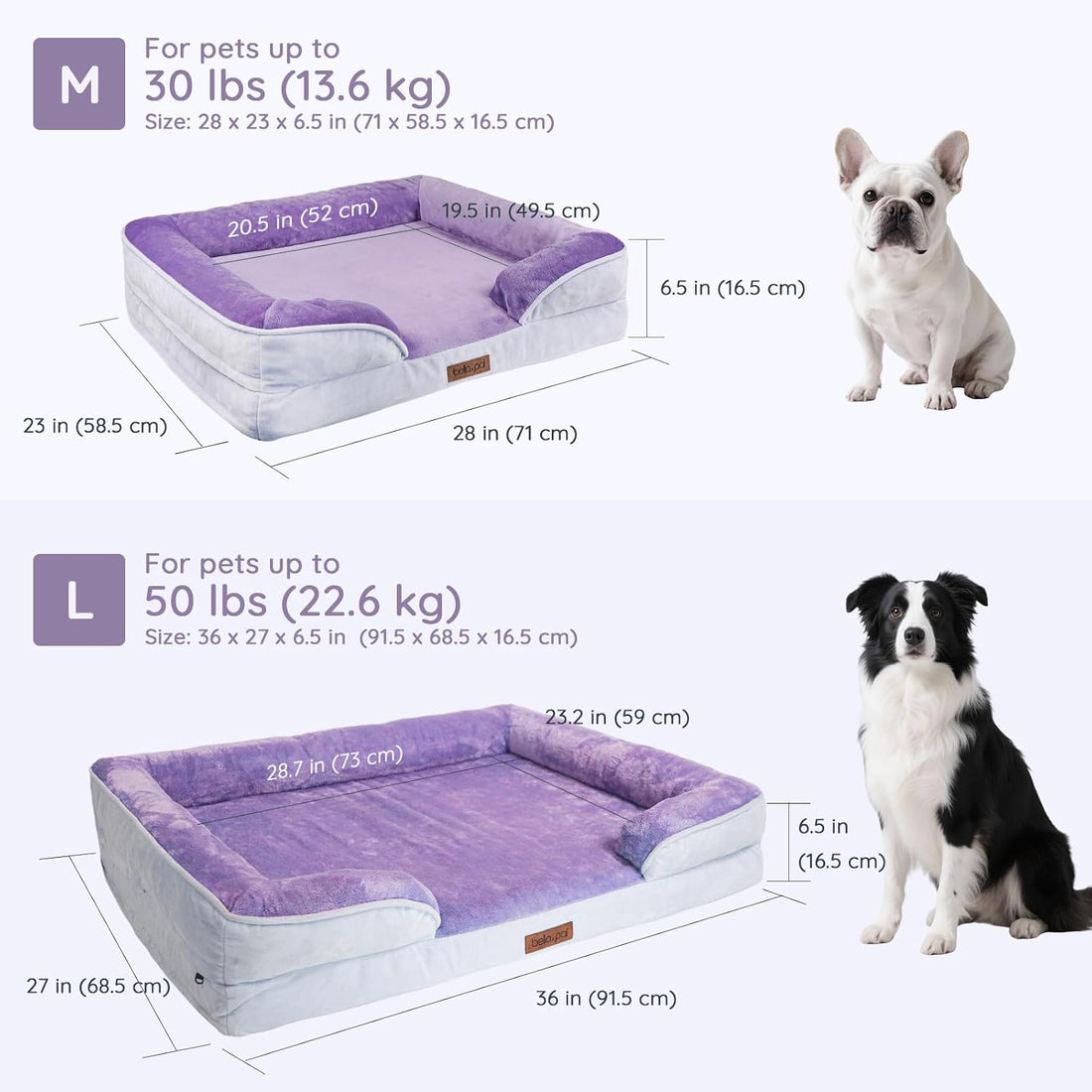 BELLA & PAL Orthopedic Dog Sofa Bed for Small/Medium Dog No Assembly