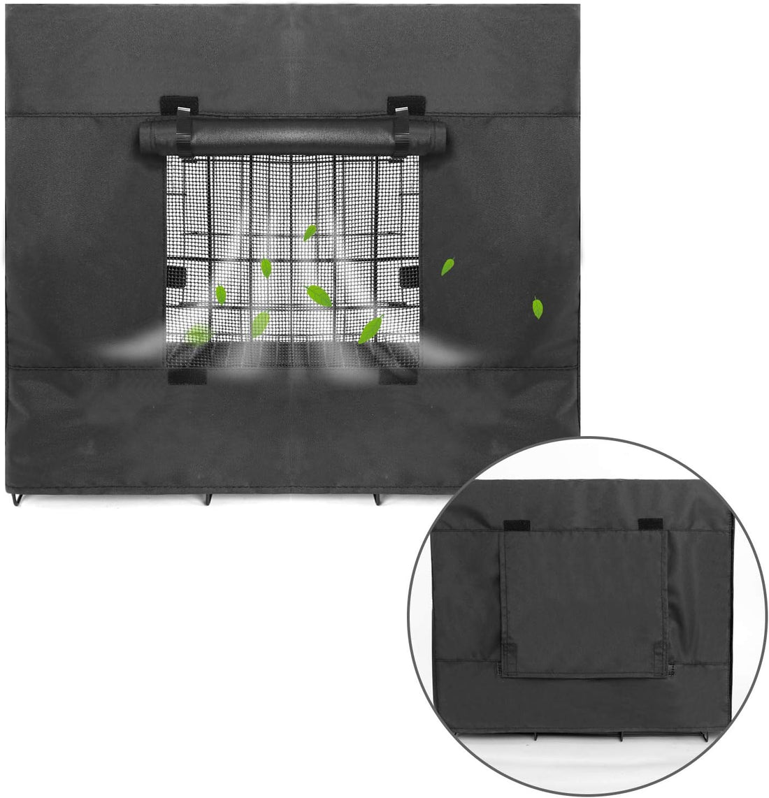 Double Door Breathable Dog Crate Cover, Black