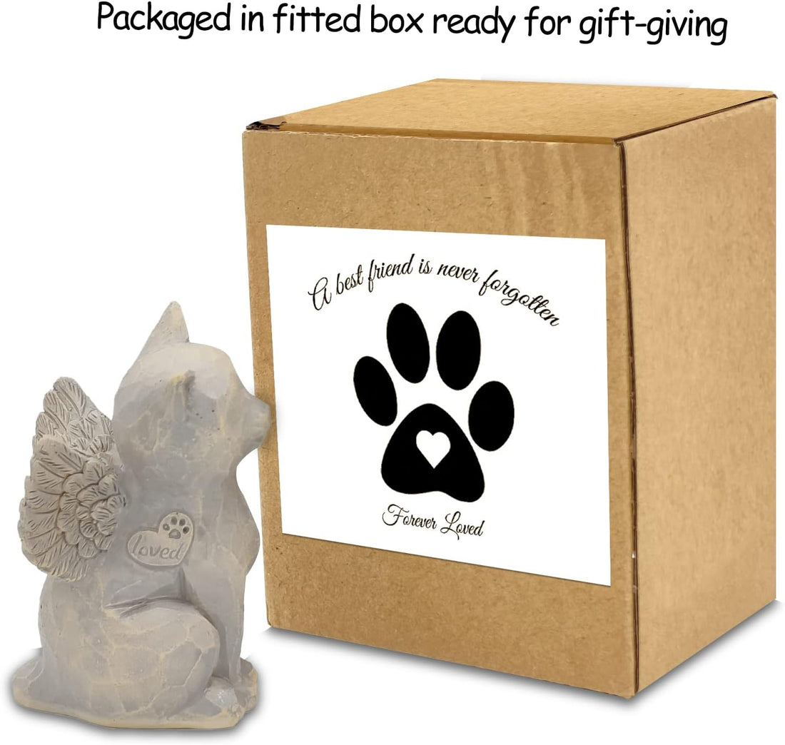 Tsyulog Cat Angel Memorial Figurine, Gray