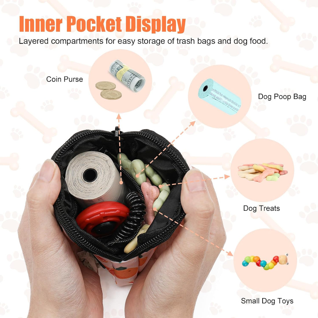 Dog Treat Pouch with Training Clicker,Waterproof Nylon Fabric Poop