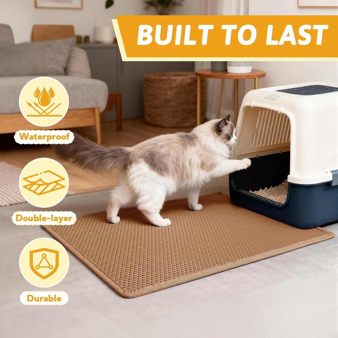 Pieviev Cat Litter Mat Double Layer Waterproof Urine Proof Trapping