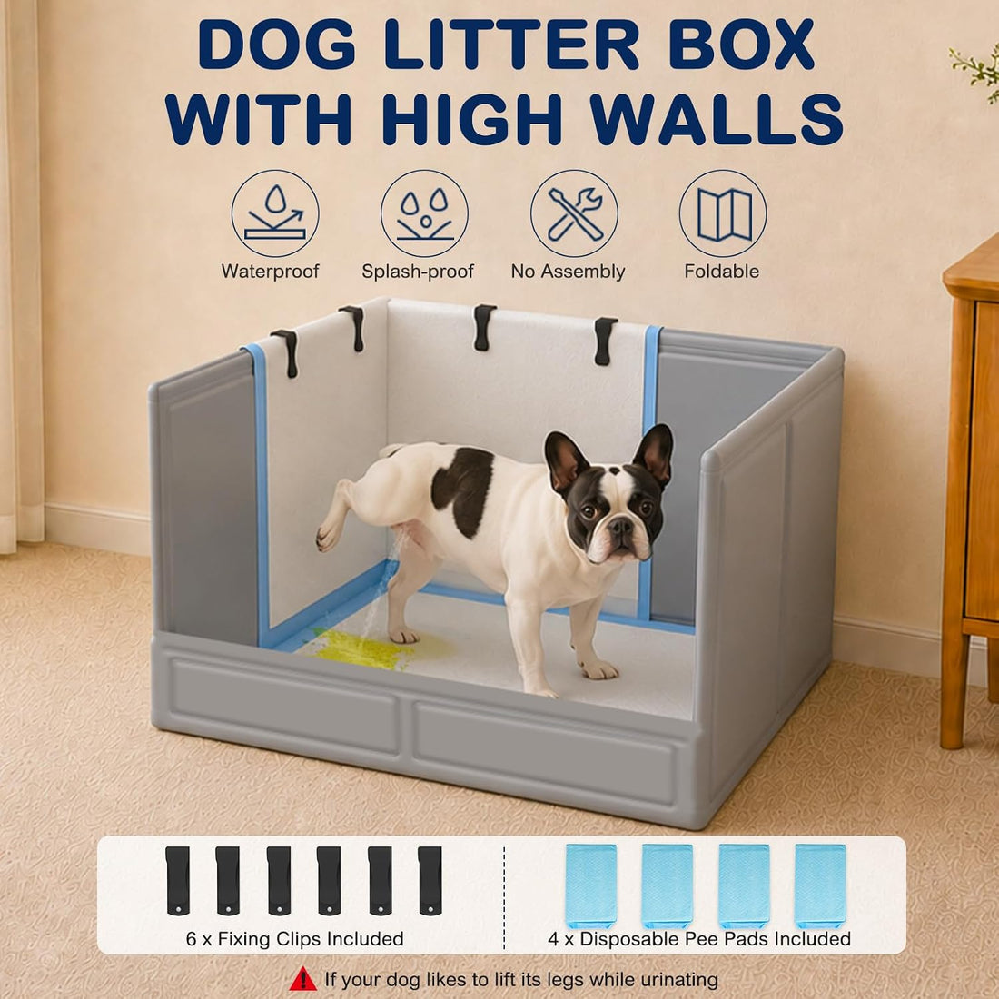BoYata Dog Litter Box with High Walls