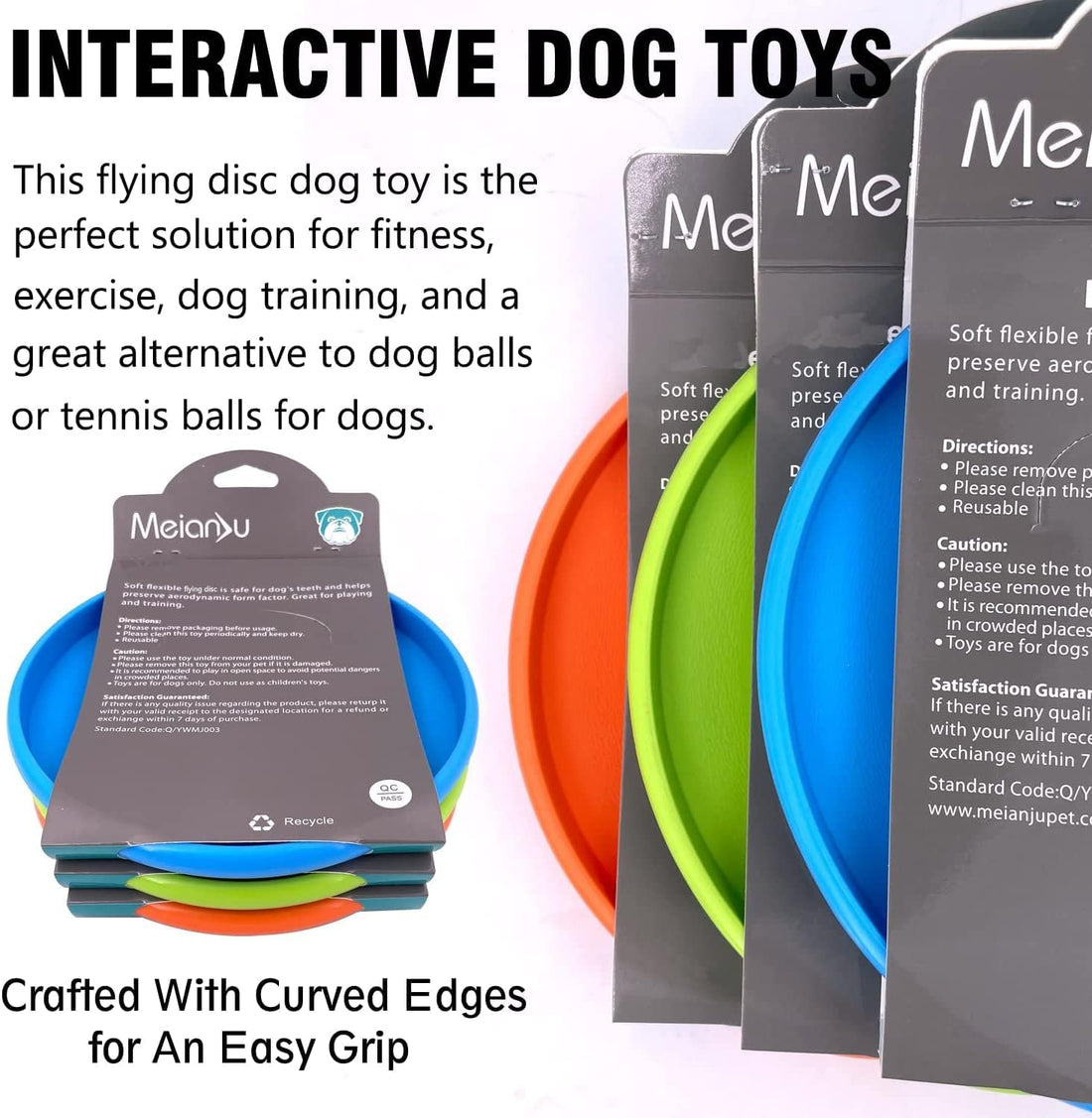 XIGOU Dog Flying Disc, 3 Pcs Competition Dog Flyer Toy