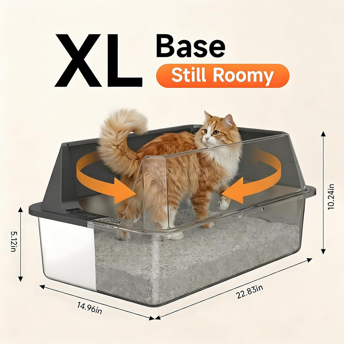 Stainless Steel Litter Box with High Sides, XL