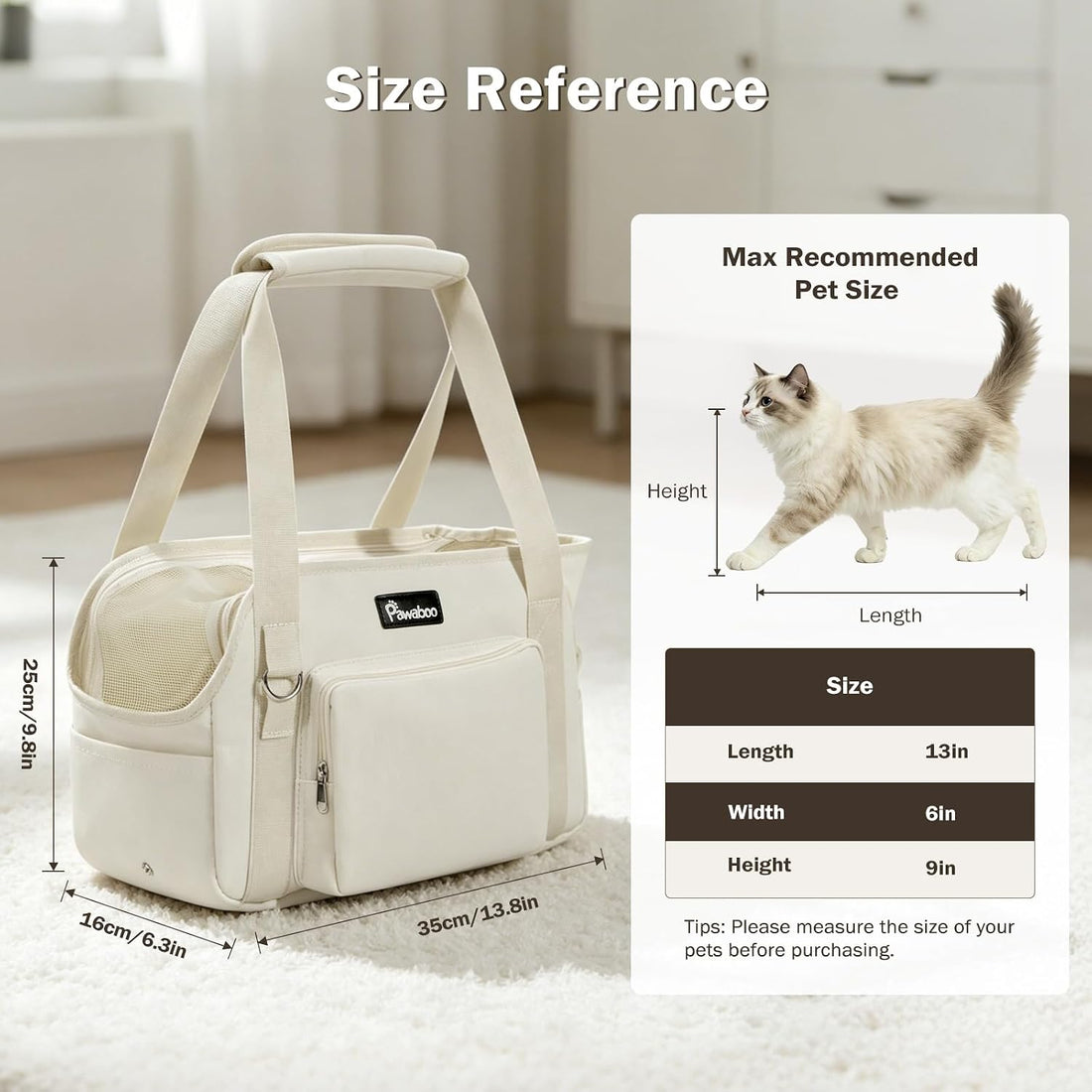 Pawaboo Dog Purse Carrier, Airline Approved Soft Sided Pet Carrier