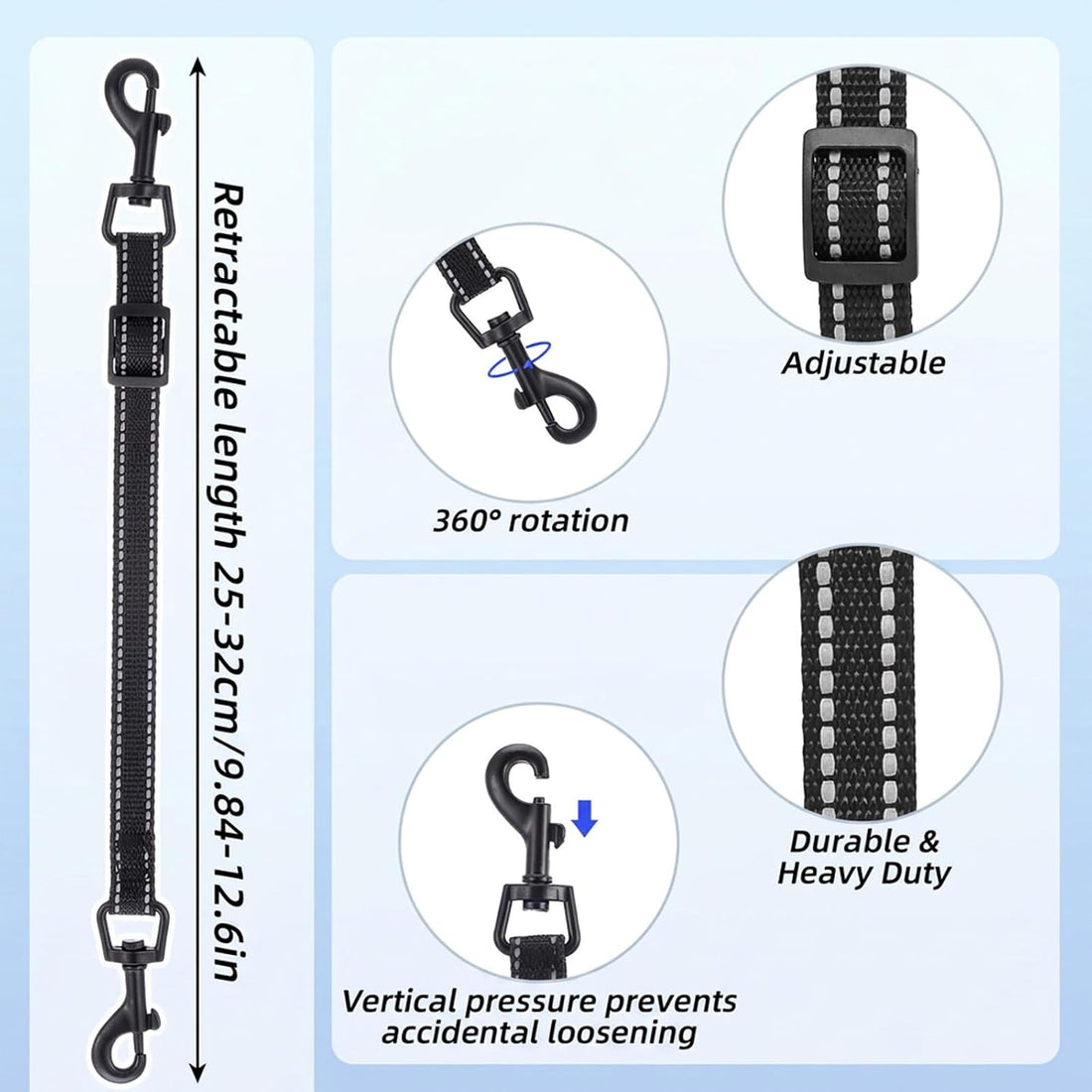 Amabro 2PCS Double-End Safety Clips Adjustable Dog Collar Backup