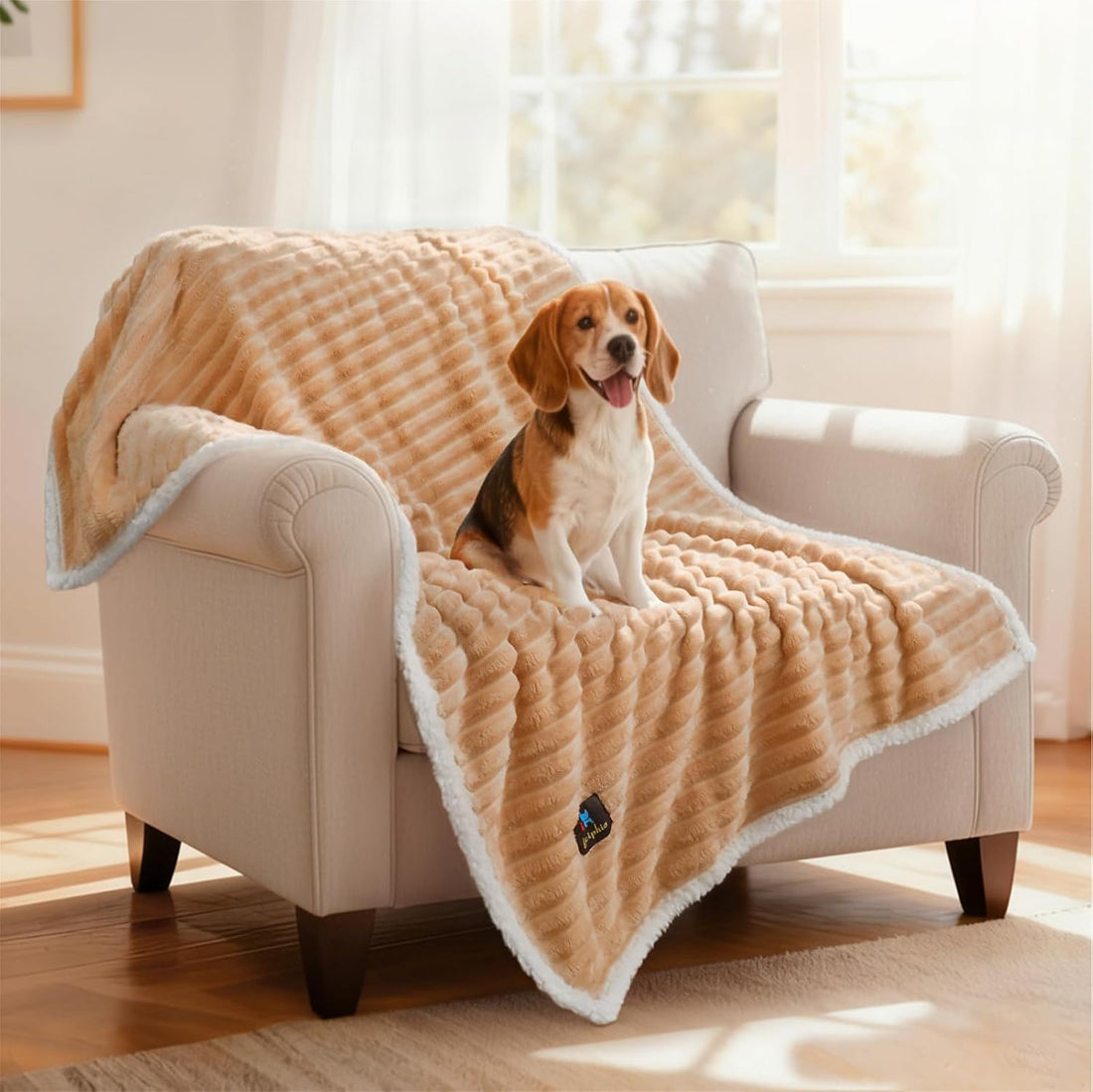 Luciphia Waterproof Dog Blanket, Washable Reversible Flannel Pet Throw