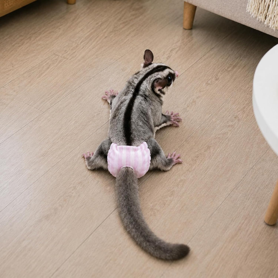3Pcs Extra Small Squirrel Diapers Reusable (Size S, 3.9" – 6" Waist)