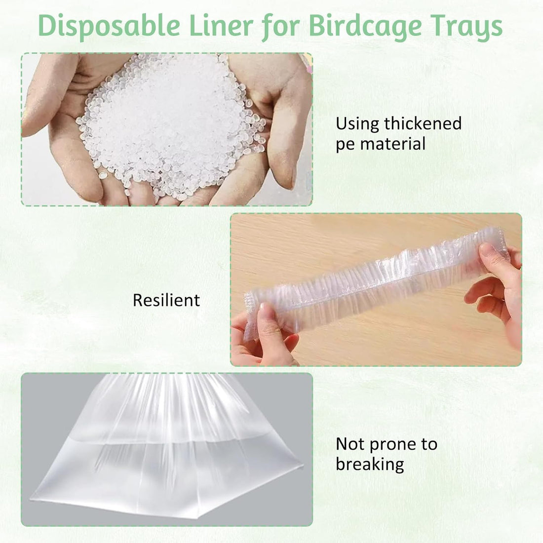 Tfwadmx 20 PCS Disposable Bird Cage Liner Bags 34'' x 22'' Plastic