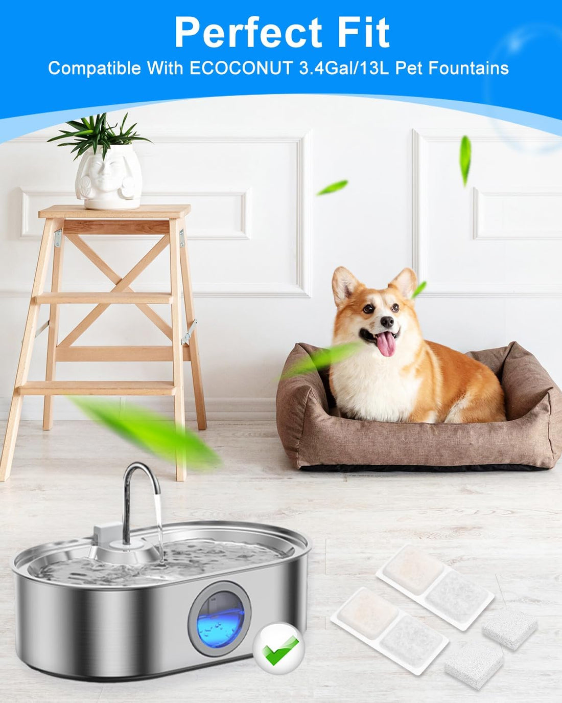 MyfatBOSS 12+12 Pack Dog Water Bowl Filter Replacement for Large Dogs