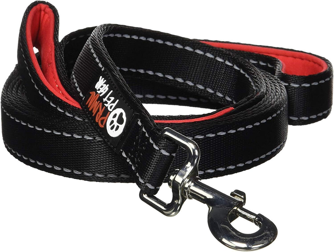 Primal Pet Gear Dog Leash 8ft Long - Black - Traffic Padded Two Handle