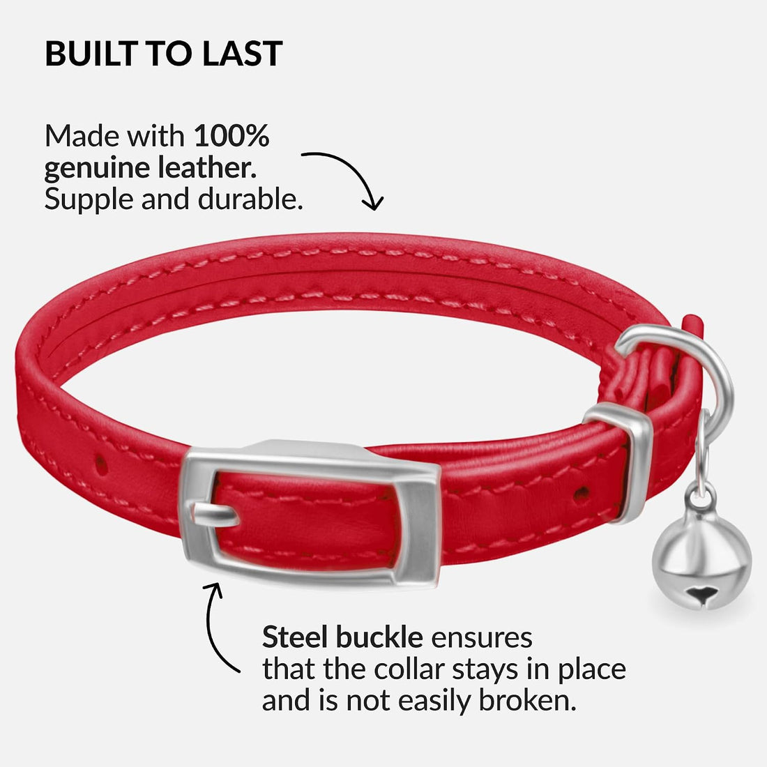 Soft Leather Cat Collar with Safety Elastic Strap